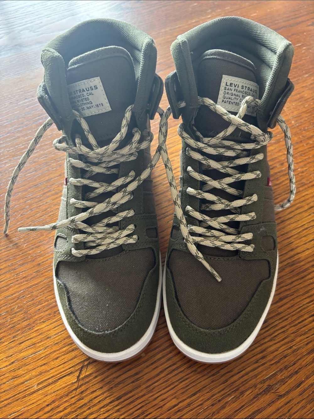 Levi's Olive Green High-Top Sneakers with White Soles